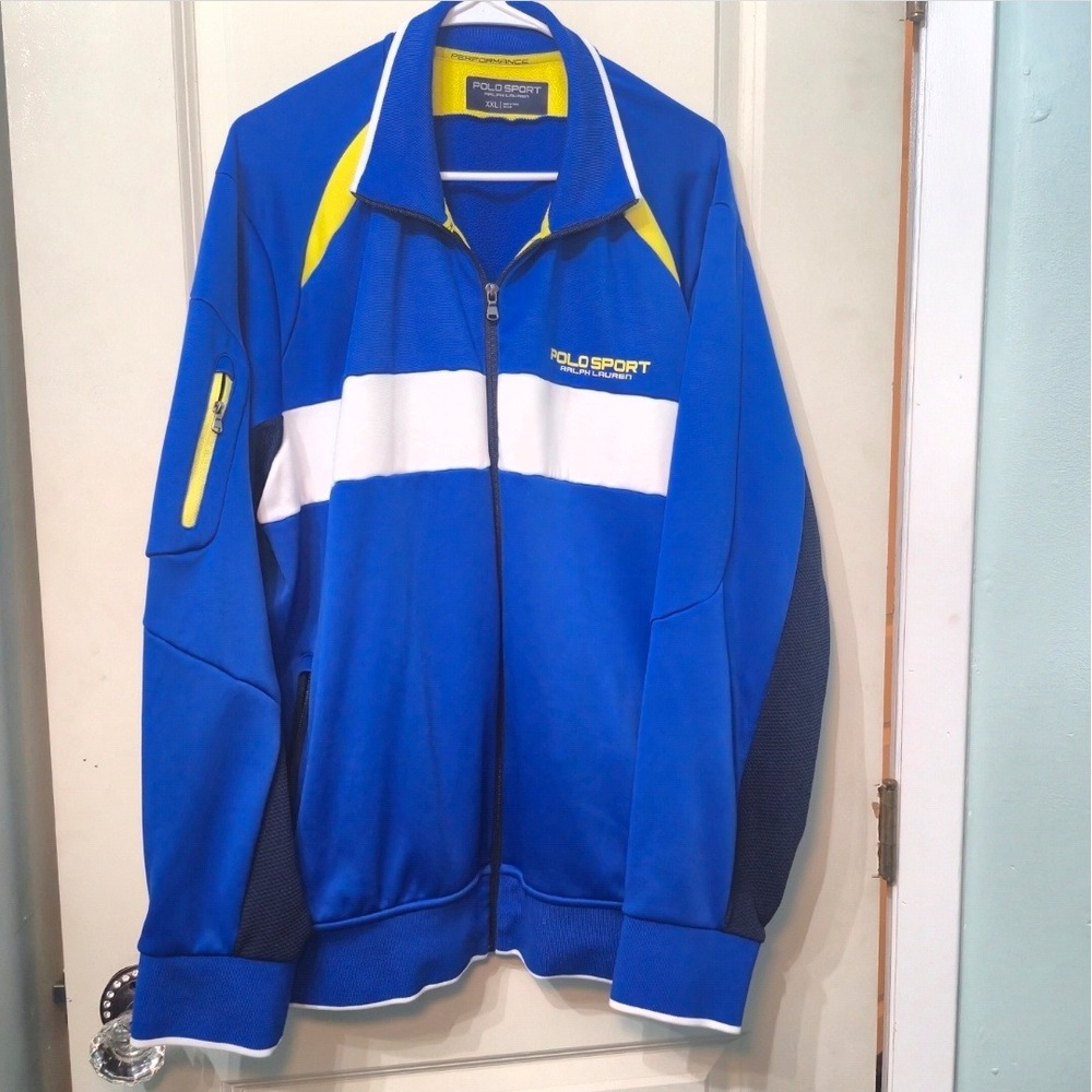 Polo Sport Ralph Lauren Mens Blue Performance Full Zip Track Jacket XXL vintage - Picture 3 of 7
